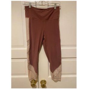 Athleta Exhale Mauve & Blush Pink Leggings with Mesh